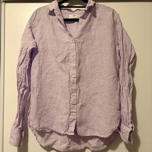 Uniqlo Light Purple 100 Percent Linen Casual Button Down Shirt